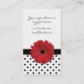 Zwart-wit Polka Dot Red Gerbera Daisy Visitekaartje (Achterkant)