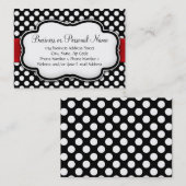 Zwart/wit polka dot rood lint visitekaartje (Voorkant / Achterkant)