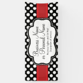 Zwart/Wit Polka Dot Rood Lint Zakelijk/Verjaardag Spandoek (Verticaal)