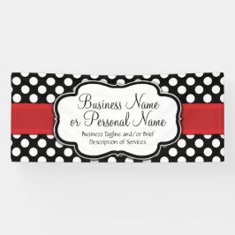 Zwart/Wit Polka Dot Rood Lint Zakelijk/Verjaardag Spandoek