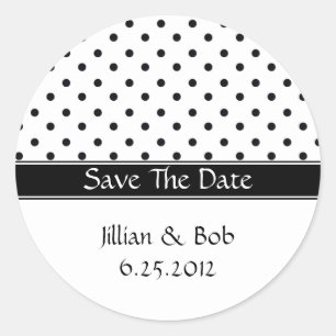 Zwart-wit Polka Dot Save The Date Stickers