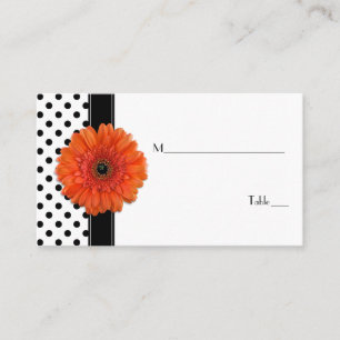Zwart Wit Polka Dot Sinaasappel Gerber Place Card Plaatskaartje