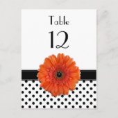 Zwart Wit Polka Dot Sinaasappel Gerber Tafel Kaart (Voorkant)