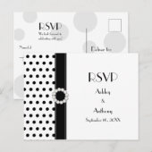 Zwart Wit Polka Dot Wedding RSVP Briefkaart (Voorkant / Achterkant)