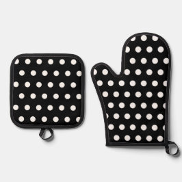 Zwart-wit Polka Dots 4Ann Ovenwant & Pannenlap Set