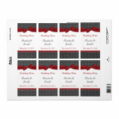 Zwart & Wit Polka Dots Bruiloft Mini Wijn Labels (Full Sheet)