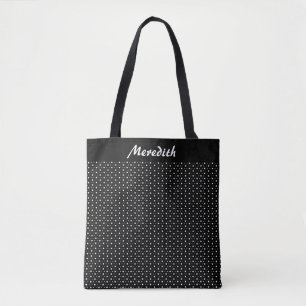 Zwart-wit Polka Dots Gepersonaliseerde Canvas tas