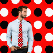 Zwart-wit Polka Dots op Rood Stropdas