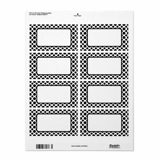 Zwart Wit Polka Dots Patroon Verzendlabel (Full Sheet)