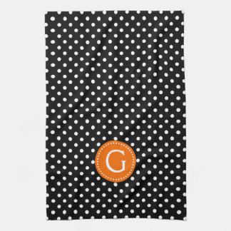 Zwart & Wit Polka Dots Sinaasappel Accent Theedoek
