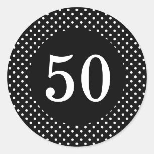 Zwart & Wit Polka Dots Verjaardag Sticker