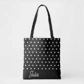 Zwart Wit Polka Patroon Elegant Gepersonaliseerd Draagtas (Voorkant)