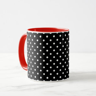 Zwart-wit polka stippen + rood mok