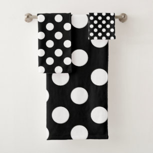 Zwart & Wit Polka Stippen Stip Bad Handdoek