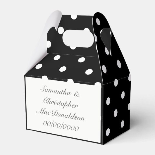 Zwart-wit polkadot patroon bruiloft bedankdoosjes (Achterkant)