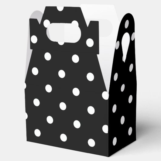Zwart-wit polkadot patroon bruiloft bedankdoosjes (Geopend)