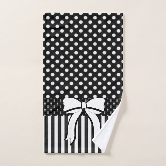 Zwart wit polkdaot streep badkamer handdoek sets (Handdoek)