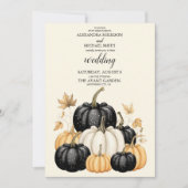 Zwart-wit pompoen bruiloft kaart (Voorkant)
