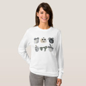 Zwart Wit Pompoen Coquette Bow Halloween T-shirt (Voorkant volledig)