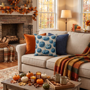 Zwart-Wit Pompoen Herfst Design Kussen