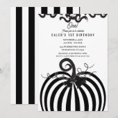 Zwart & Wit Pompoen Herfst Herfst 1e Verjaardag Kaart (Voorkant / Achterkant)