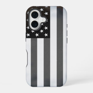 Zwart & Wit Pop Art Amerikaanse Vlag iPhone 16 Hoesje