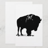 Zwart & Wit Pop Art Bison Buffalo Briefpapier (Voorkant / Achterkant)