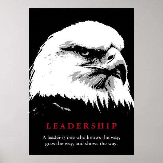 Zwart Wit Pop Art Eagle Leadership Poster (Voorkant)