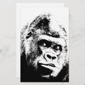 Zwart-Wit Pop Art Gorilla Briefpapier (Voorkant / Achterkant)
