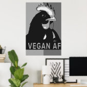Zwart & Wit Pop Art Kip Poster Vegan AF (Thuiskantoor)