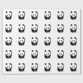 Zwart wit Pop Art Panda inpakpapier (Vlak)