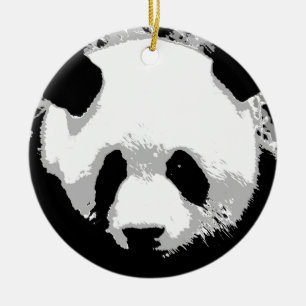 Zwart Wit Pop Art Panda Kerstboom Ornament