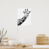 Zwart-wit portret van een giraffe poster (Keuken)