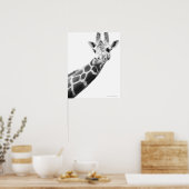 Zwart-wit portret van een giraffe poster (Keuken)