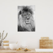 Zwart-wit portret van leeuw poster (Keuken)