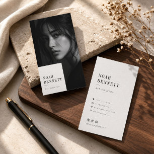 Zwart-wit portretfoto visitekaartje