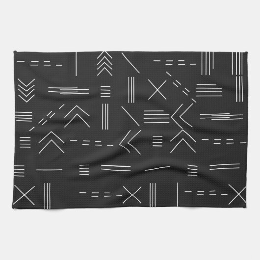 Zwart Wit Prachtig modern geometrisch patroon Theedoek (Horizontaal)