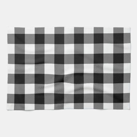 Zwart-wit Preppy Buffalo Check Plaid Theedoek (Horizontaal)