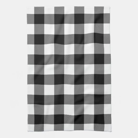 Zwart-wit Preppy Buffalo Check Plaid Theedoek (Verticaal)