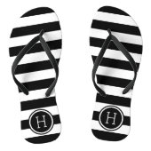 Zwart-wit Preppy Strepen Monogram Teenslippers (Voetbed)