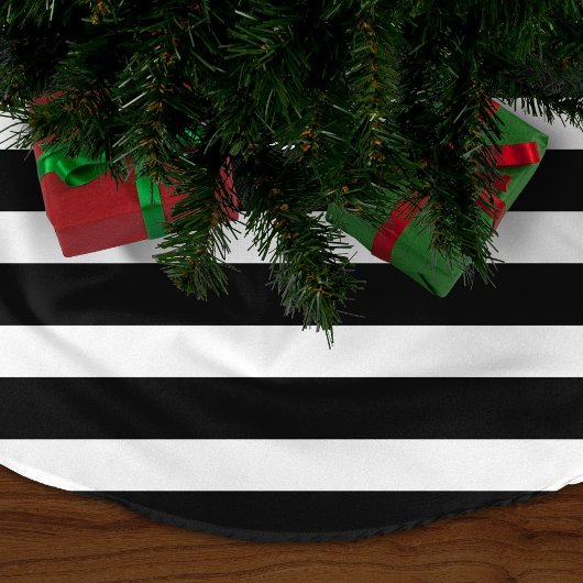 Zwart-wit Preppy Stripes Kerstboom Rok