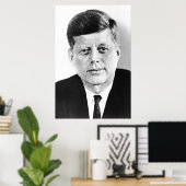 Zwart-wit President JFK John F. Kennedy Poster (Thuiskantoor)