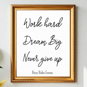 Zwart wit prijsopgave werk hard Gym Poster