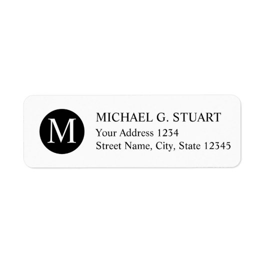 Zwart-wit professioneel monogram etiket (Voorkant)