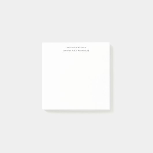 Zwart Wit Professionele Zakelijke Gepersonaliseerd Post-it® Notes (Voorkant)