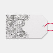 Zwart-wit Protea Sketch Boeket Cadeaulabel (Voorkant (Horizontaal))