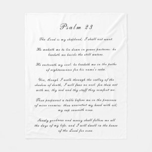 Zwart-wit Psalm 23 Bijbeltekst van scripts Modern Fleece Deken