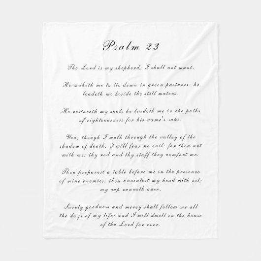 Zwart-wit Psalm 23 Bijbeltekst van scripts Modern Fleece Deken (Voorkant)