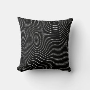 Zwart-wit Psychedelic Lineaar Wavy Background Kussen