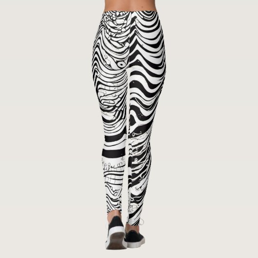 Zwart-wit psychedelisch Abstract Leggings (Achterkant)